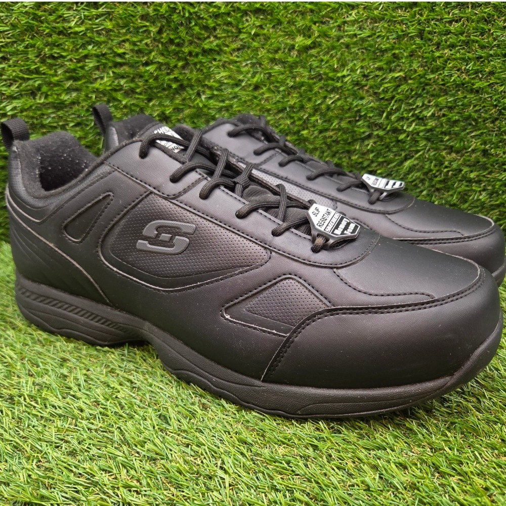 Skechers Dighton‎ SIZE 14 WIDE Men's Slip Resistant Work Safety Shoes Black